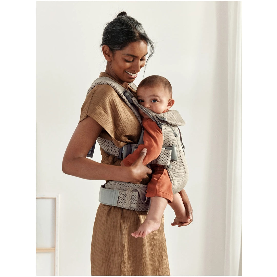 BabyBjörn Baby Carrier One Air 3D Mesh - Beige Gray - Adjustable Ergonomic Support