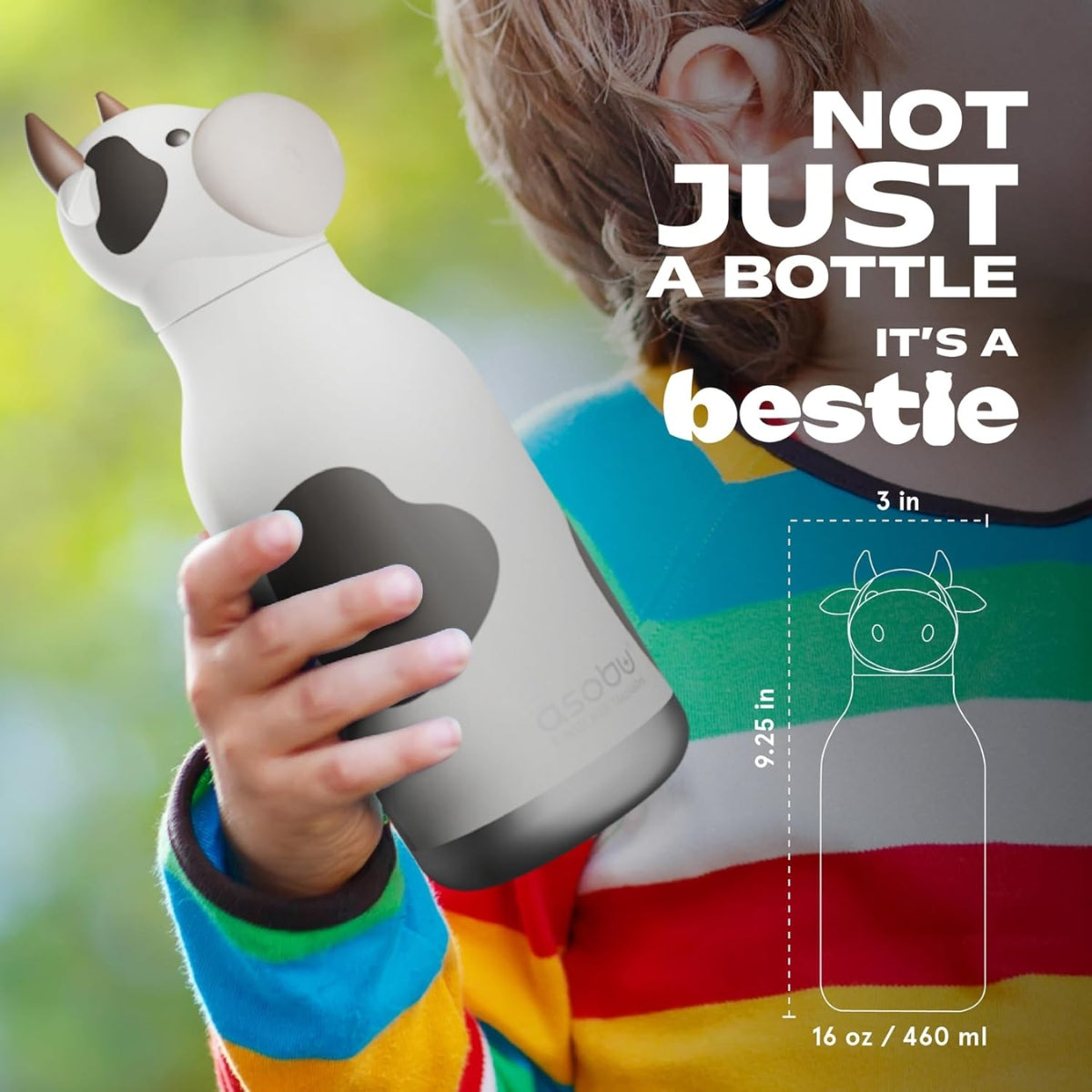 Asobu - Stainless Steel Bottle Silicone Head Cow