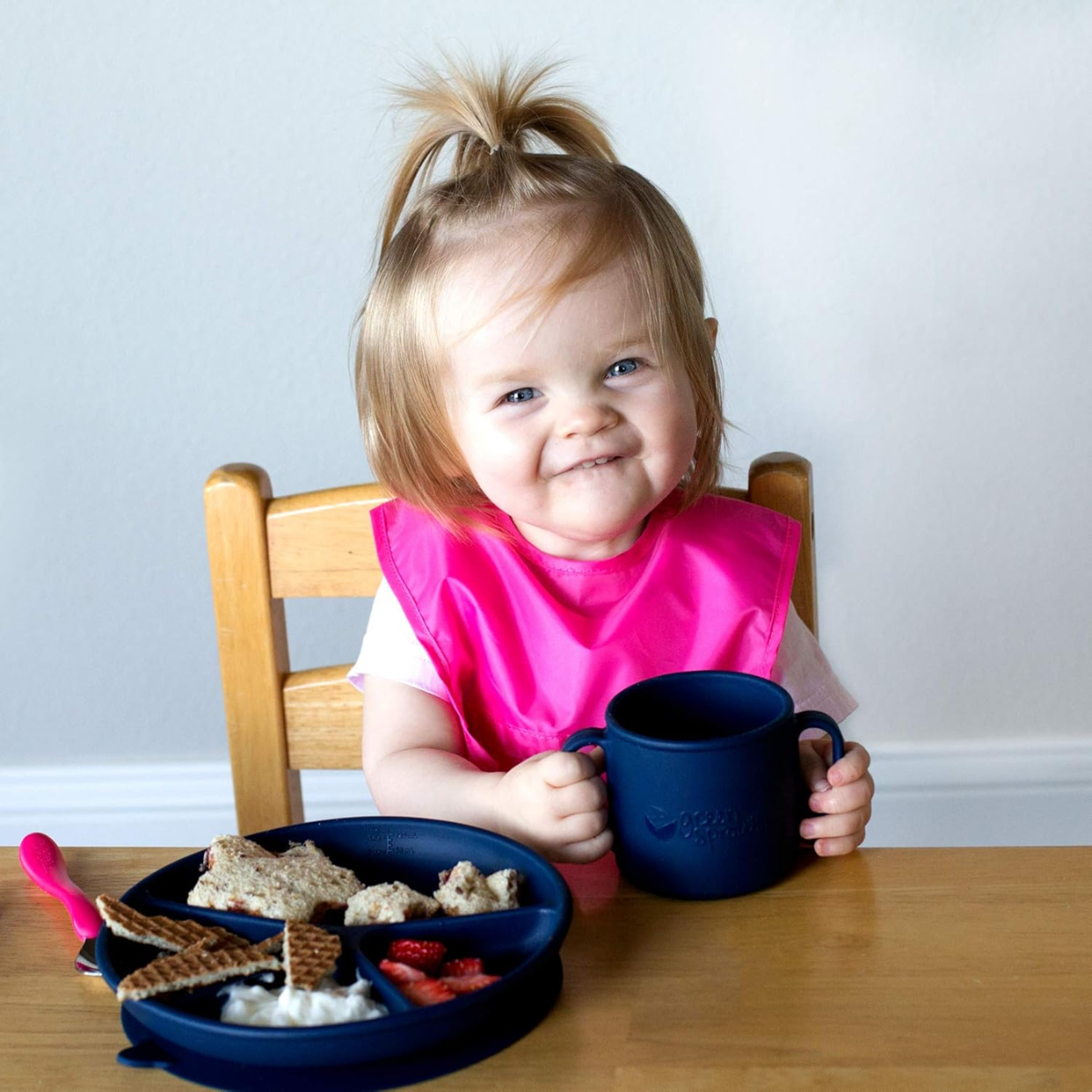 Green Sprouts Learning Cup Made From Silicone - Navy on Luna Baby Store Miami
