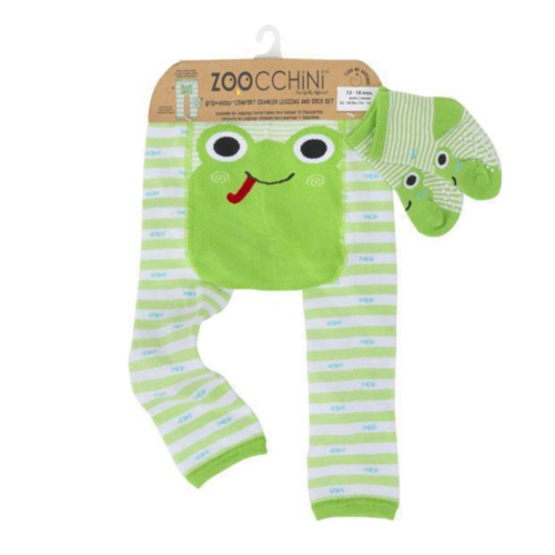 Zoocchini Grip+Easy Comfort Crawler Legging & Socks Set Frog