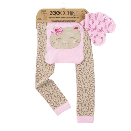 Zoocchini Grip+Easy Comfort Crawler Legging & Socks Set Kitty