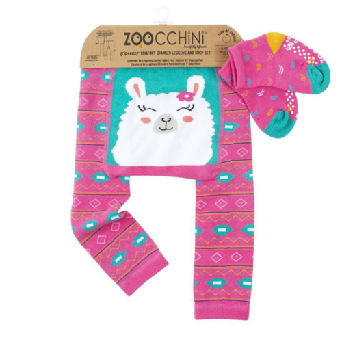 Zoocchini Grip+Easy Comfort Crawler Legging & Socks Set Llama