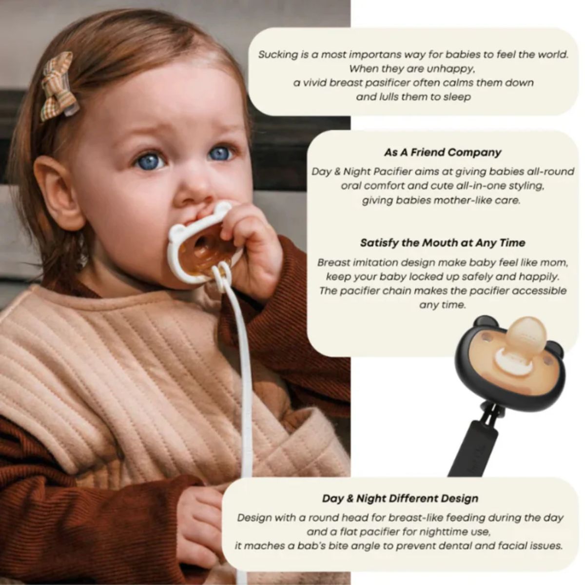 HEORSHE Day & Night Pacifier 3M+