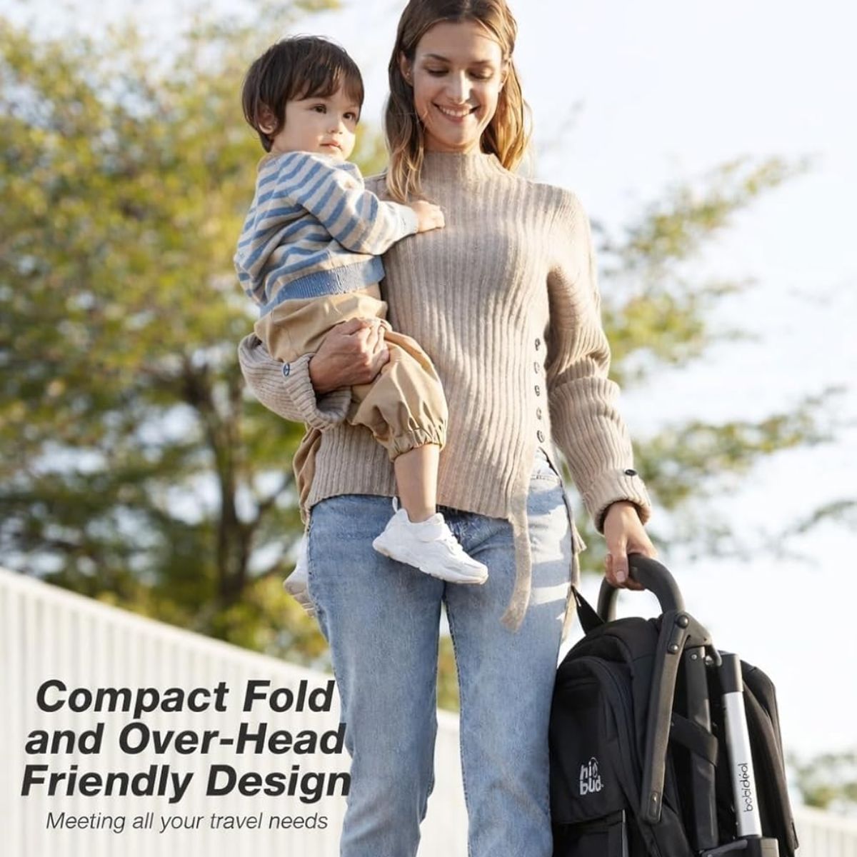 HIBUD FLOW Ultra-Compact Travel Stroller - Grey on Luna Baby Store Miami