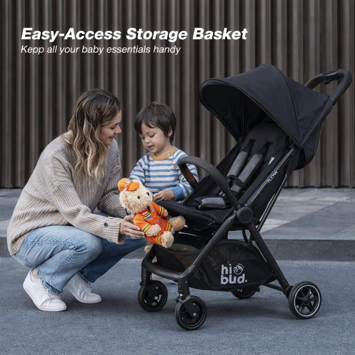 HIBUD FLOW Ultra-Compact Travel Stroller - Grey on Luna Baby Store Miami