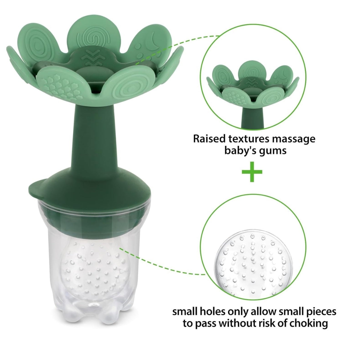 Haakaa Flower Fresh Food Feeder & Cover Set - Pea Green