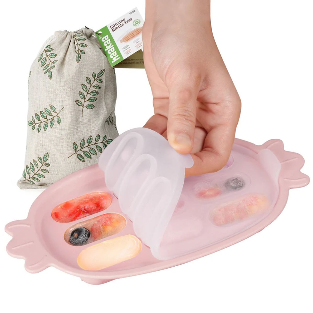 Haakaa Silicone Nibble Tray - Blush on Luna Baby Store Miami