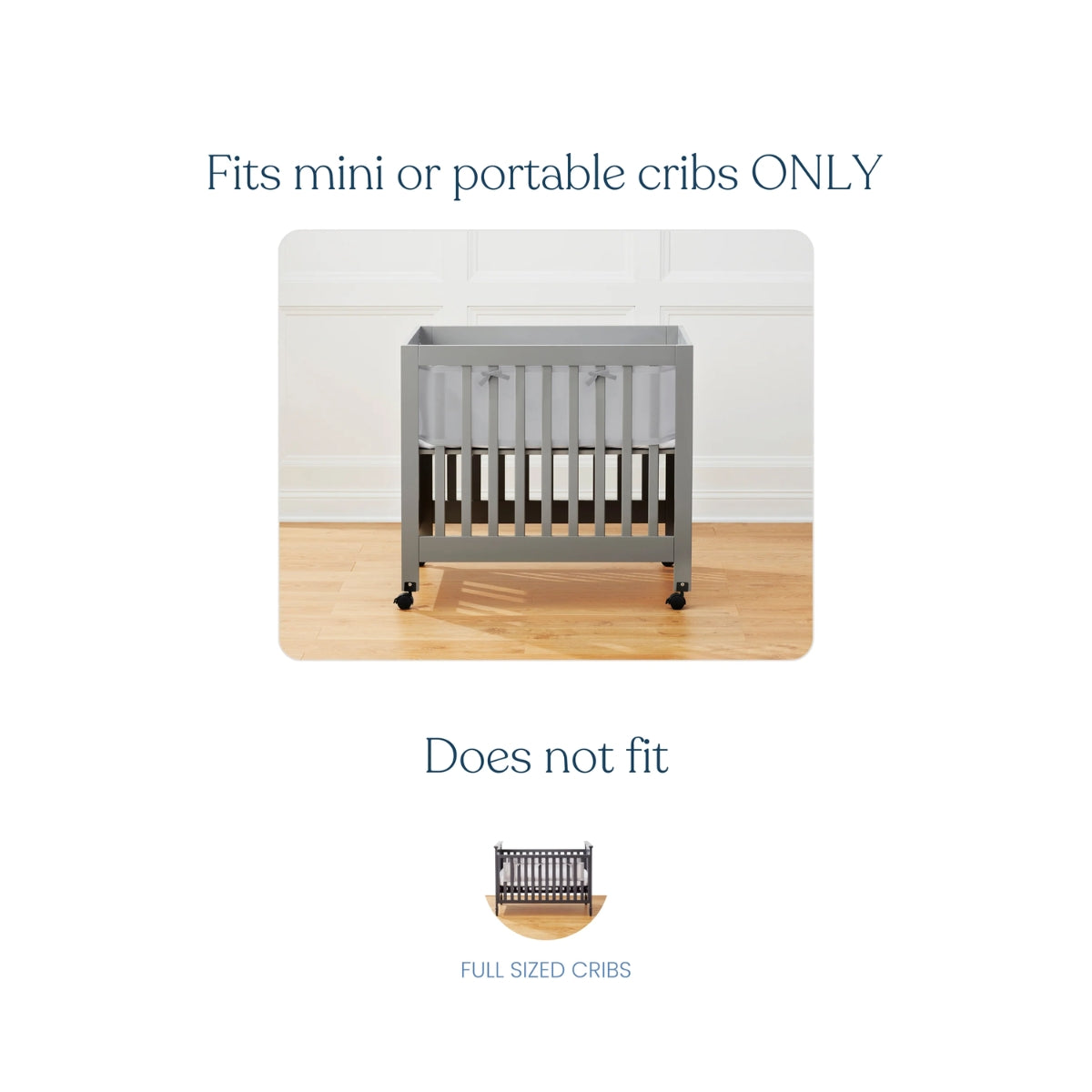 Halo Breathable Mesh Crib Liner for Mini Crib - White on Luna Baby Store Miami