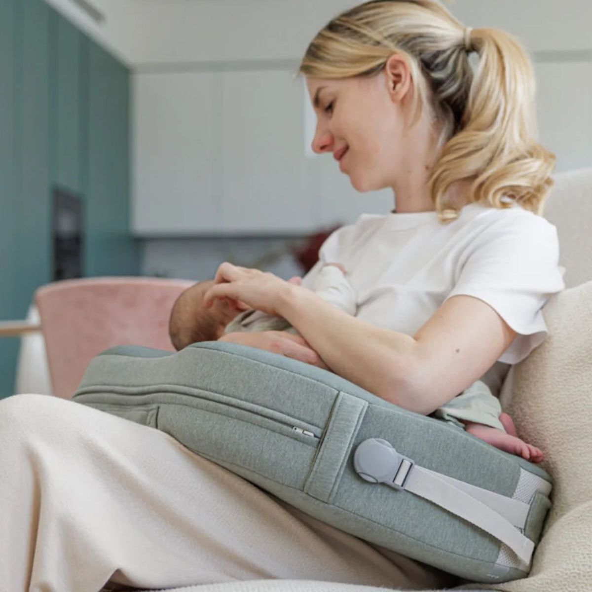 Inglesina Elysia Nursing Pillow - Balance Green on Luna Baby Store Miami