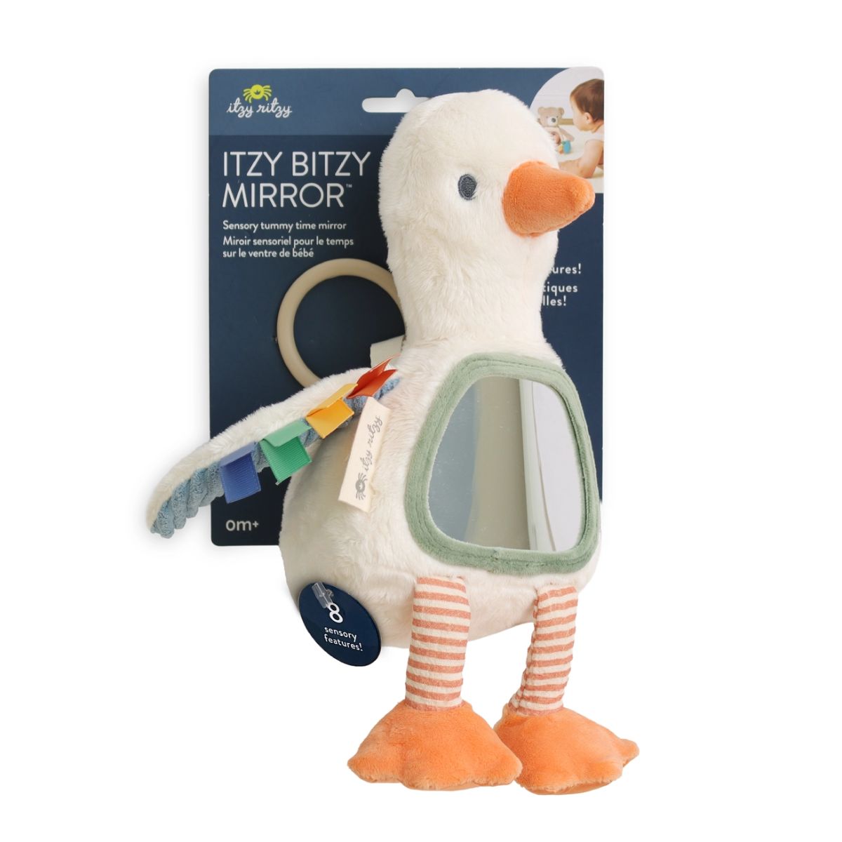 Itzy Bitzy Mirror Sensory Tummy Time Mirror - Gracie the Goose on Luna Baby Store Miami