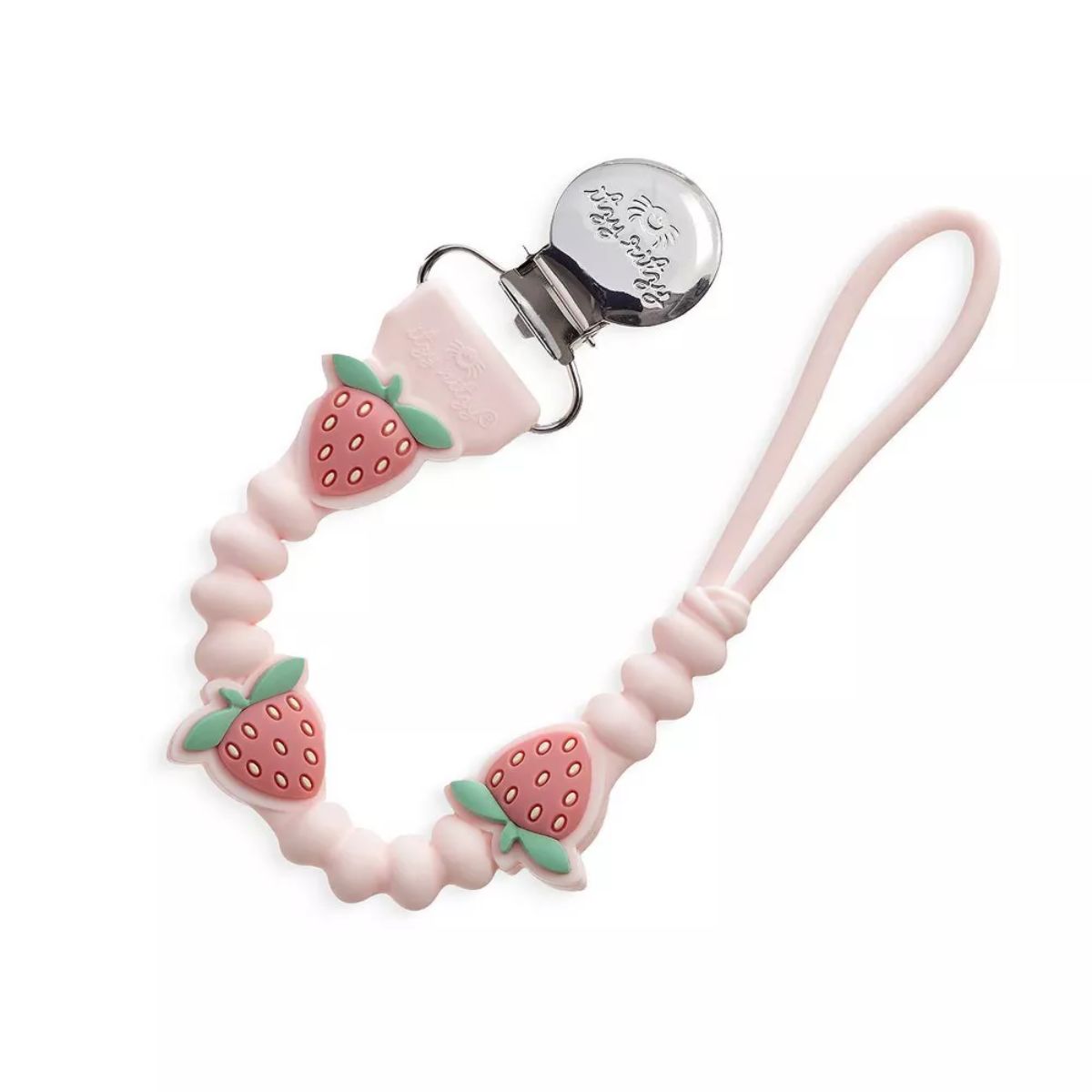 Itzy Ritzy Paci Strap Plus - Strawberry - Soft Silicone, Durable One-Piece Design