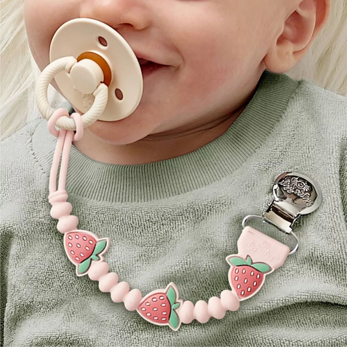 Itzy Ritzy Paci Strap Plus - Strawberry - Itzy Ritzy Paci Strap Plus in Strawberry