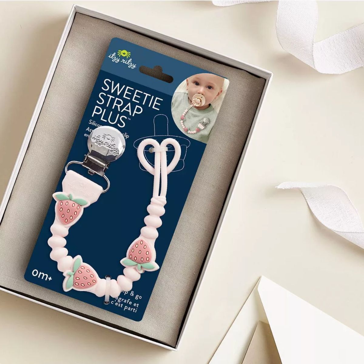 Itzy Ritzy Paci Strap Plus - Strawberry - Strawberry Details for Your Baby's Favorite Paci