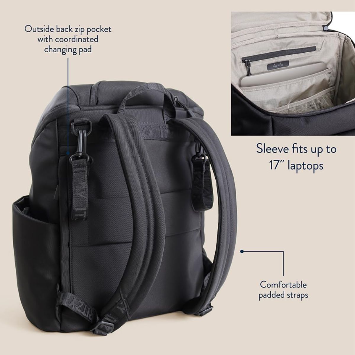 Itzy Ritzy Belong Bucket Backpack Diaper Bag - Black