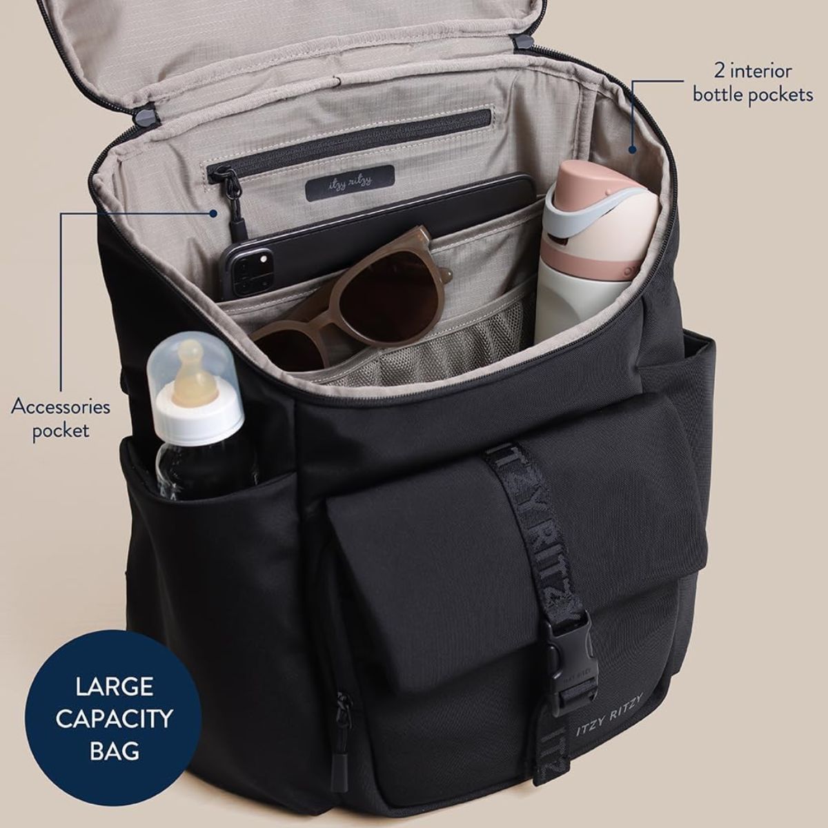 Itzy Ritzy Belong Bucket Backpack Diaper Bag - Black