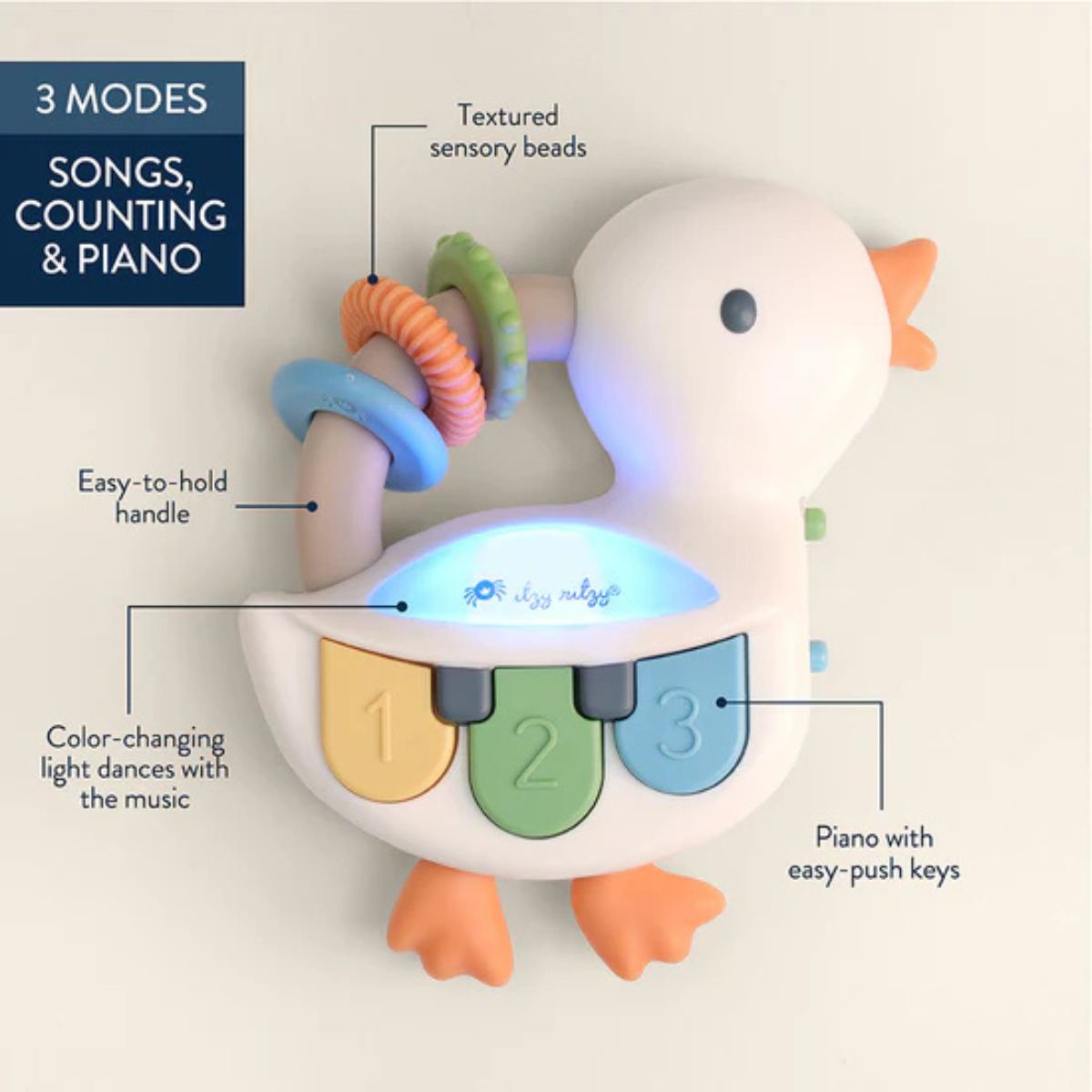 Itzy Ritzy Bitzy Tunes Light Up Interactive Piano Toy - Goose on Luna Baby Store Miami