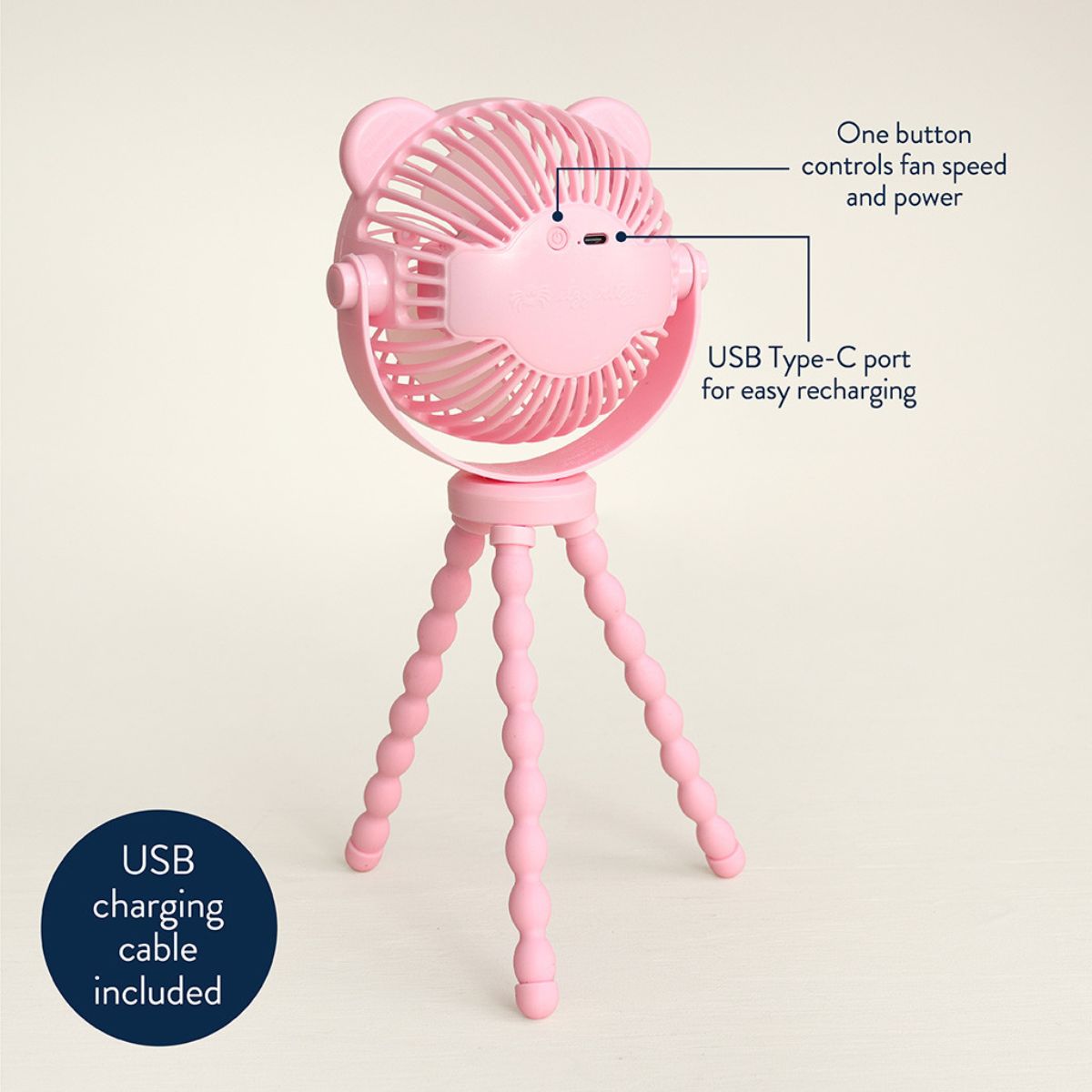 Itzy Ritzy Breeze 3-Speed Stroller Fan - Pink