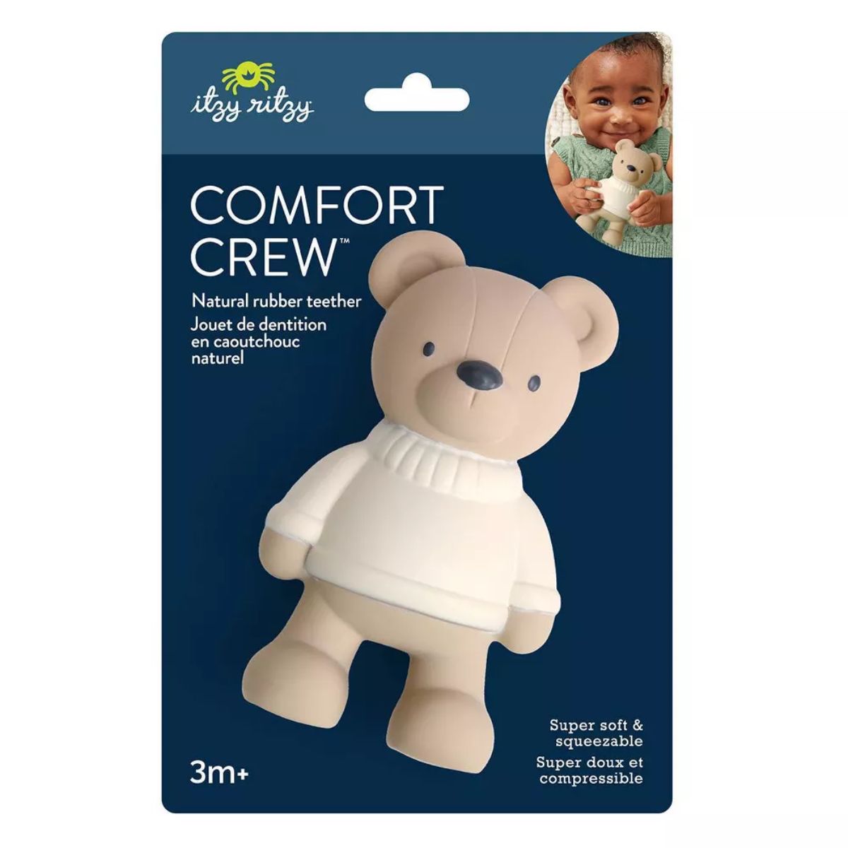 Itzy Ritzy Comfort Chew Natural Rubber Baby Teether & Toy - Bear
