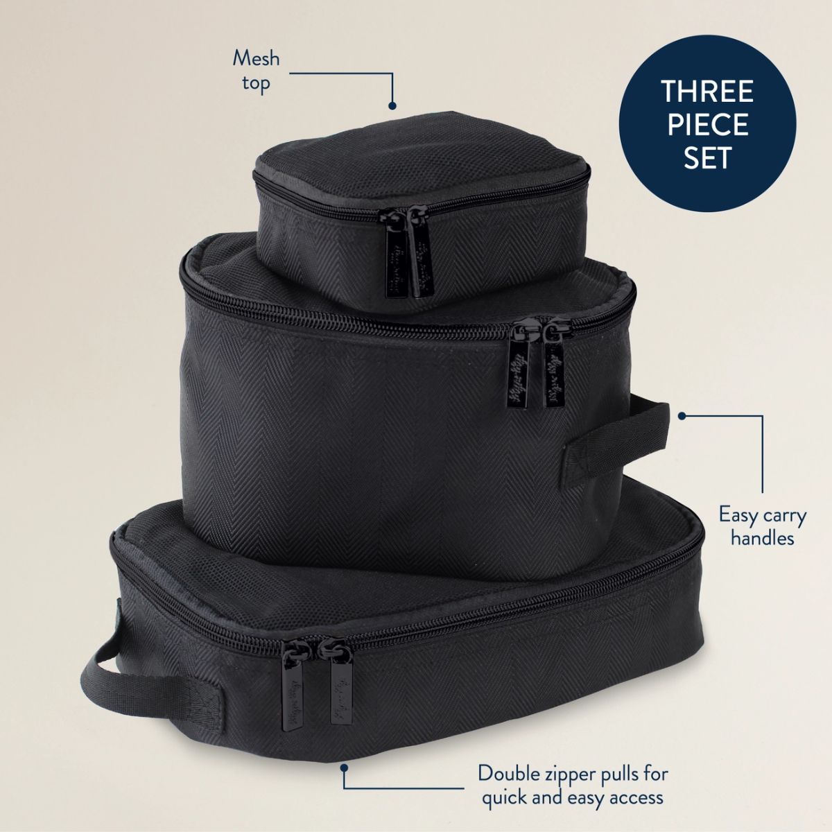 Itzy Ritzy Pack Like A Boss Packing Cubes - Matte Black