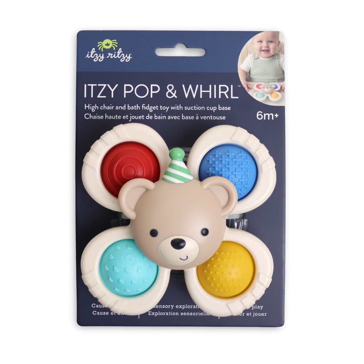 Itzy Ritzy Pop & Whirl Fidget Spinner Travel & Bath Toy - Circus