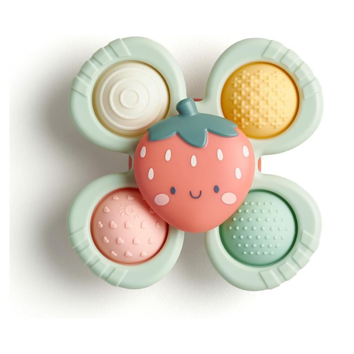 Itzy Ritzy Pop & Whirl Fidget Spinner Travel & Bath Toy - Strawberry on Luna Baby Store Miami