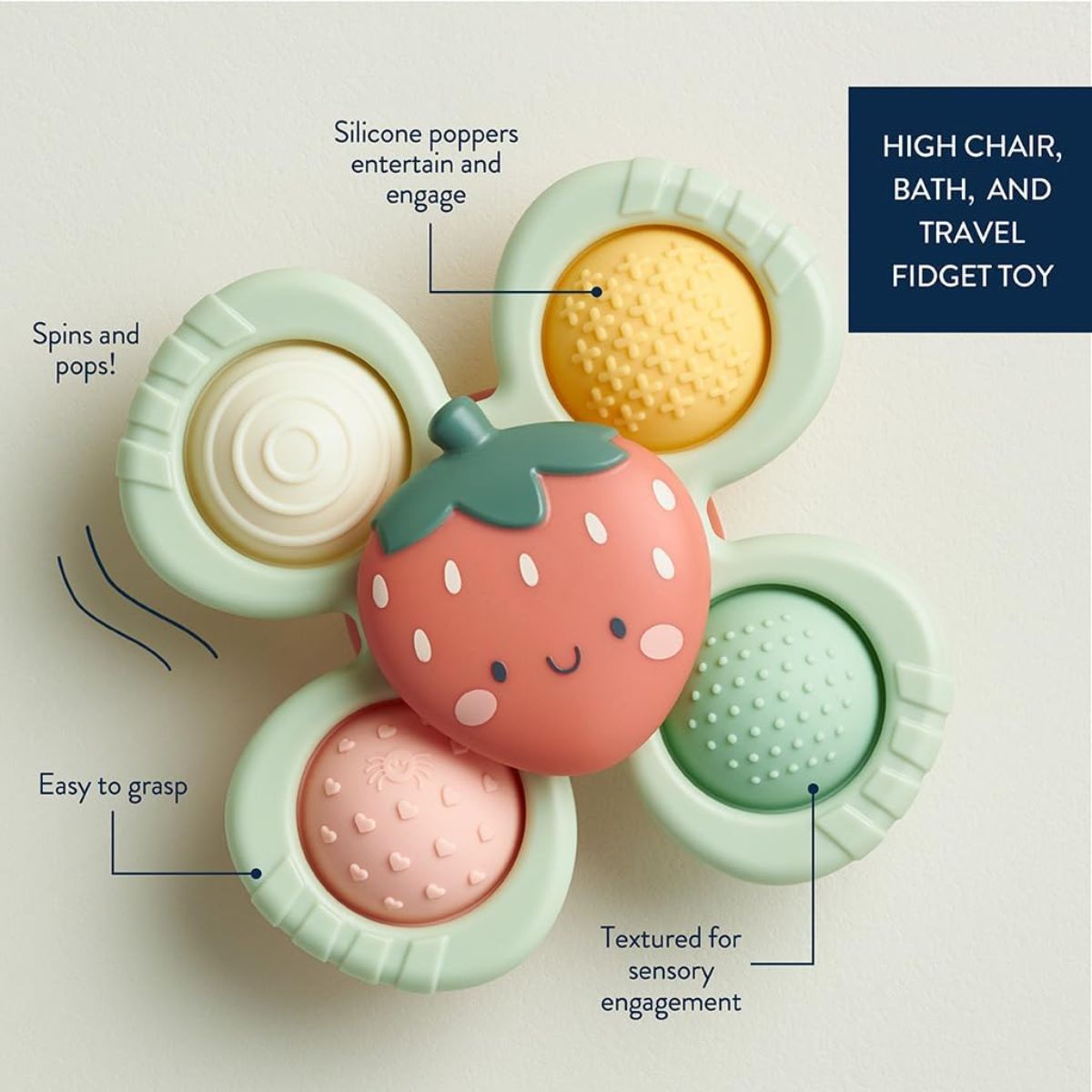 Itzy Ritzy Pop & Whirl Fidget Spinner Travel & Bath Toy - Strawberry