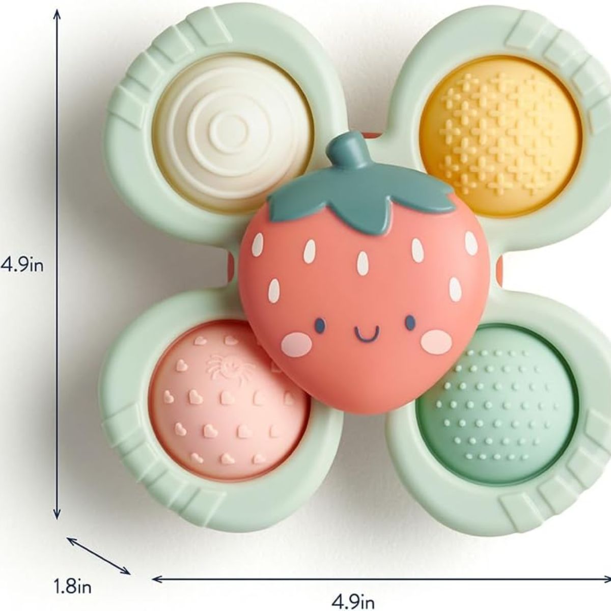 Itzy Ritzy Pop & Whirl Fidget Spinner Travel & Bath Toy - Strawberry on Luna Baby Store Miami
