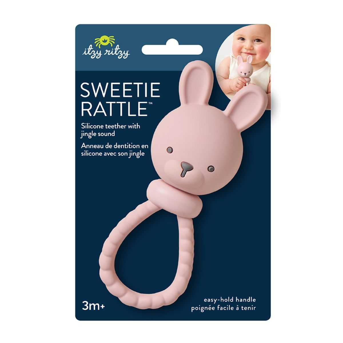 Itzy Ritzy Sweetie Rattle Silicone Teether - Bunny
