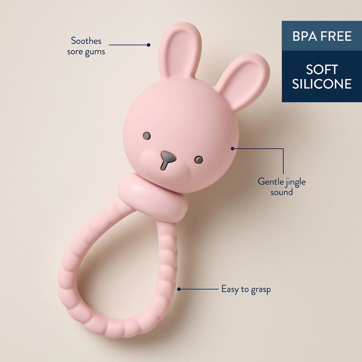 Itzy Ritzy Sweetie Rattle Silicone Teether - Bunny