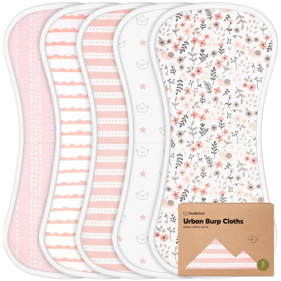 KeaBabies 5-Pack Softe Burp Cloths Sweet Charm