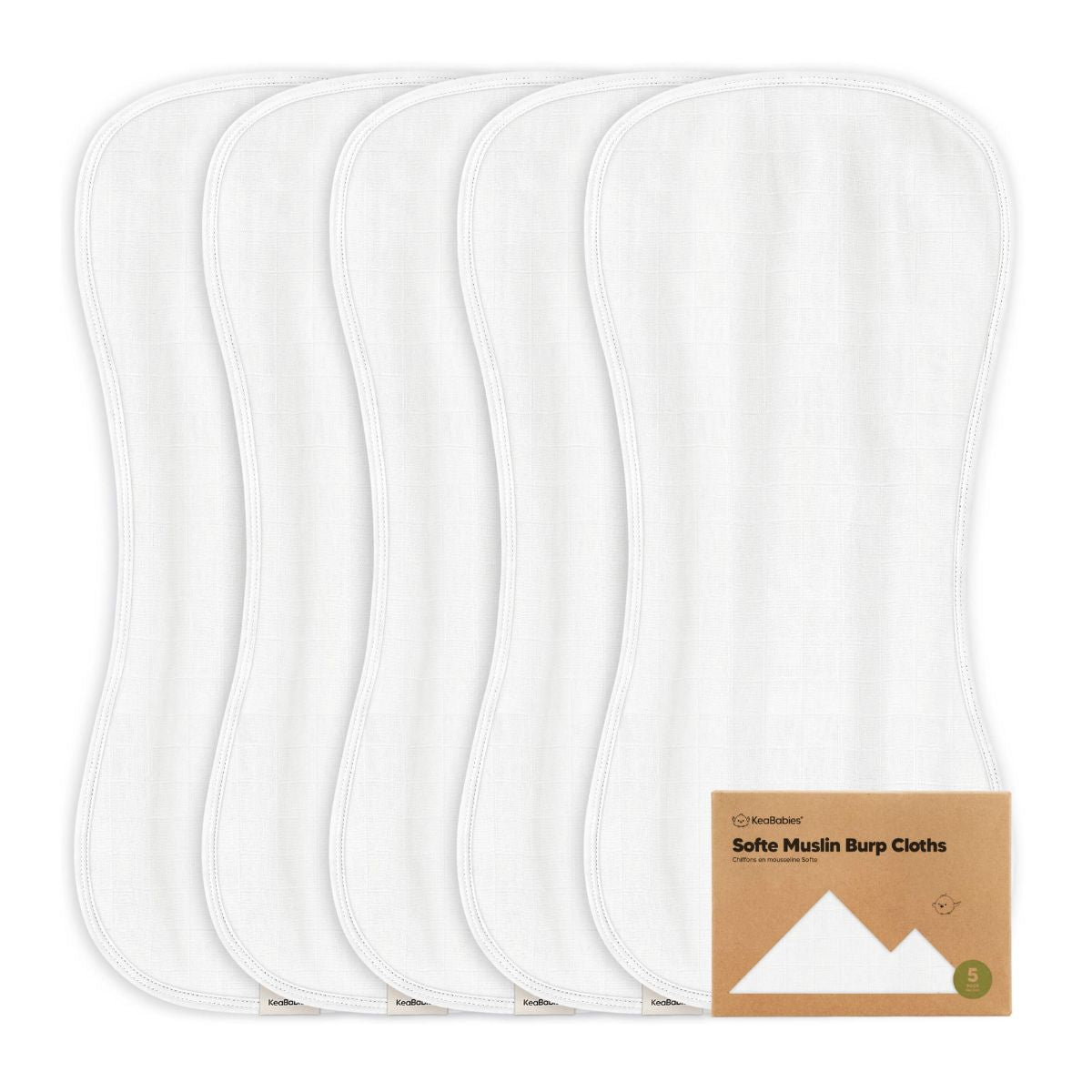 KeaBabies 5-Pack Softe Muslin Burp Cloths Soft White on Luna Baby Store Miami