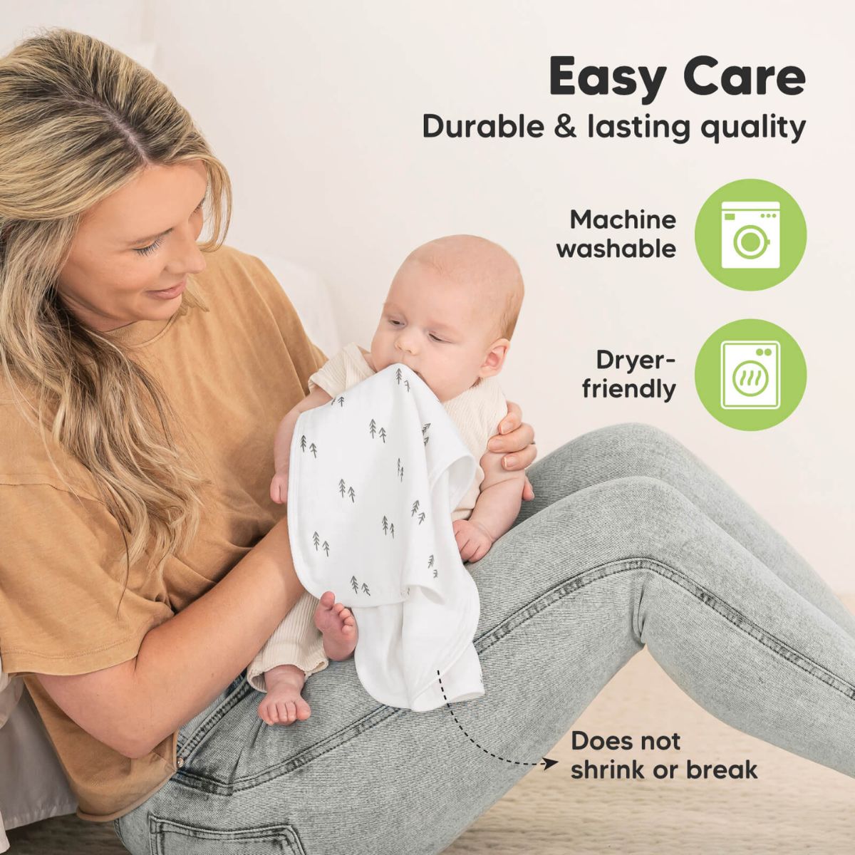 KeaBabies 5-Pack Softe Muslin Burp Cloths Soft White