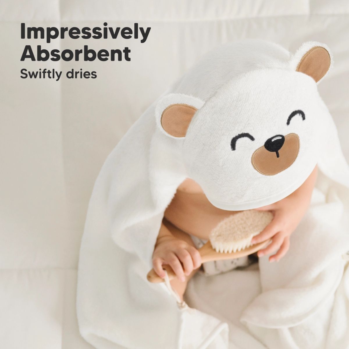 KeaBabies Cuddle Baby Hooded Towel Regular - Grizzly