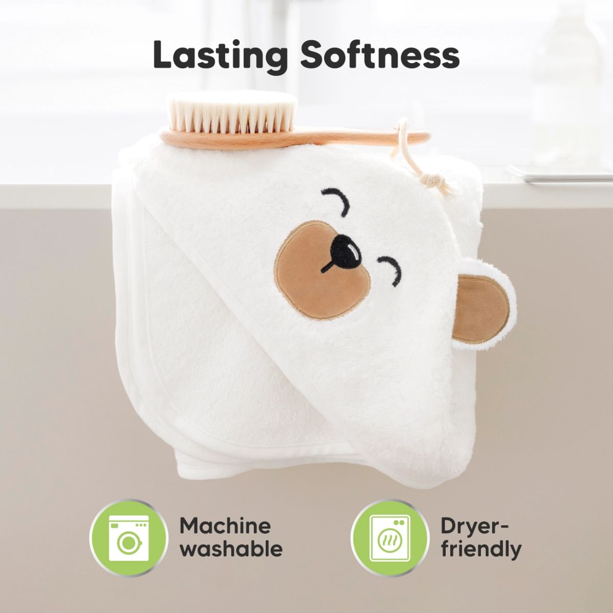 KeaBabies Cuddle Baby Hooded Towel Regular - Grizzly