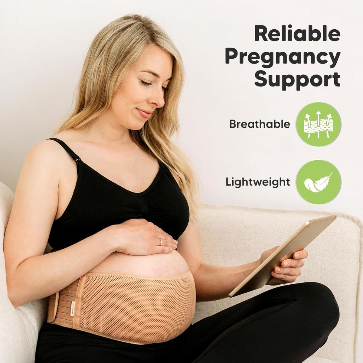 KeaBabies Ease Maternity Belly Band Support Belt M/L - Classic Ivory