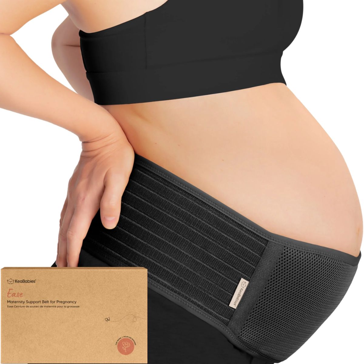 KeaBabies Ease Maternity Belly Band Support Belt M/L - Midnight Black