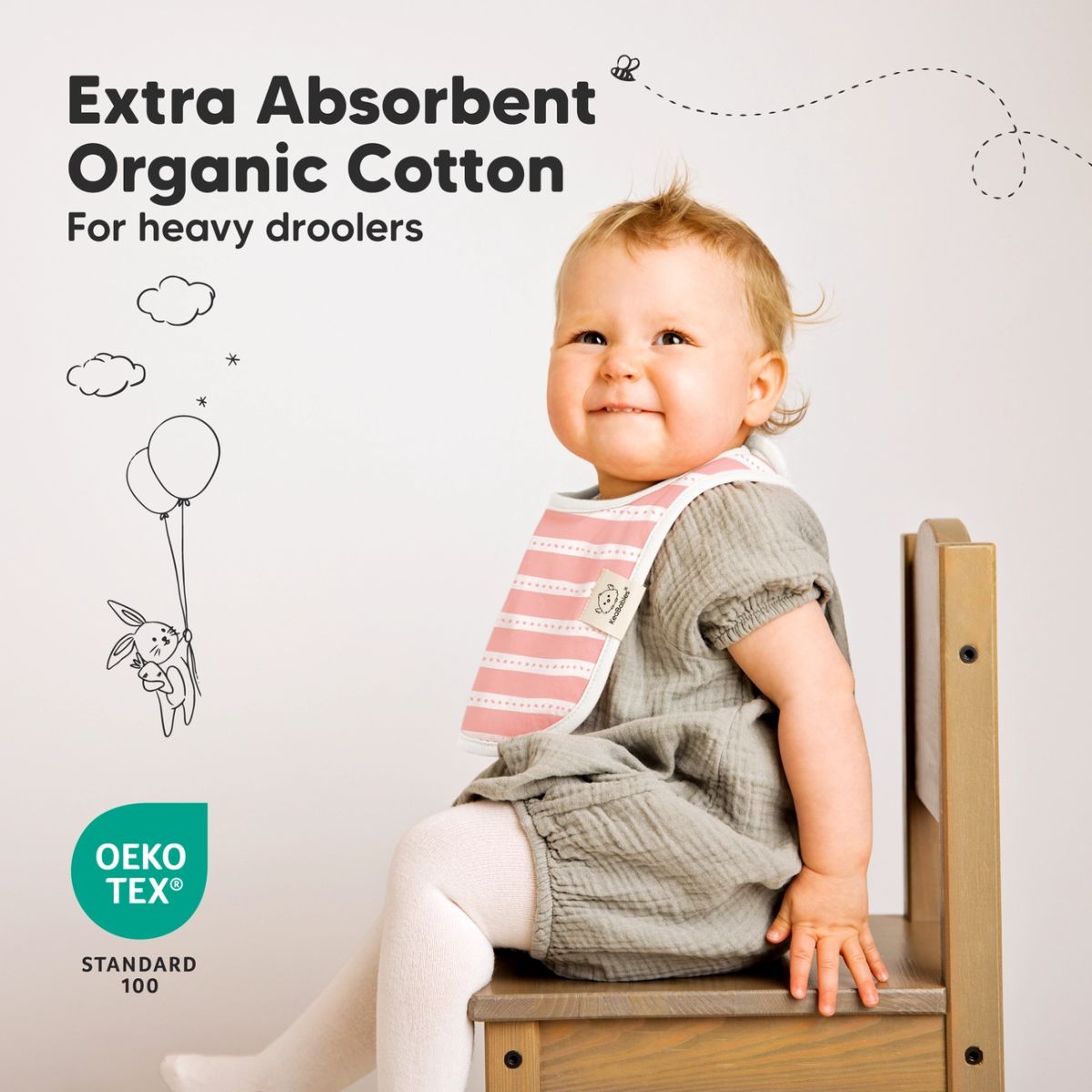 KeaBabies Organic Drool Bibs 8-Pack for Teething Babies 0-24M - Sweet Charm on Luna Baby Store Miami