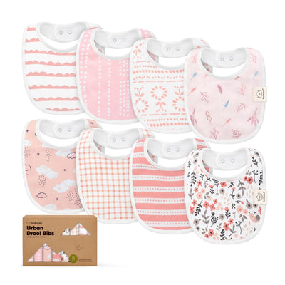 KeaBabies Organic Drool Bibs 8-Pack for Teething Babies 0-24M - Sweet Charm