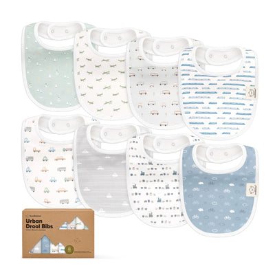 KeaBabies Organic Drool Bibs 8-Pack for Teething Babies 0-24M - Vessels