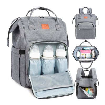 KeaBabies Original Diaper Bag Backpack - Classic Grey