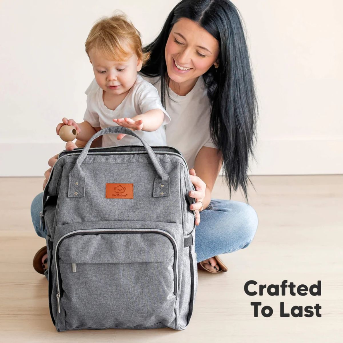 KeaBabies Original Diaper Bag Backpack - Classic Grey