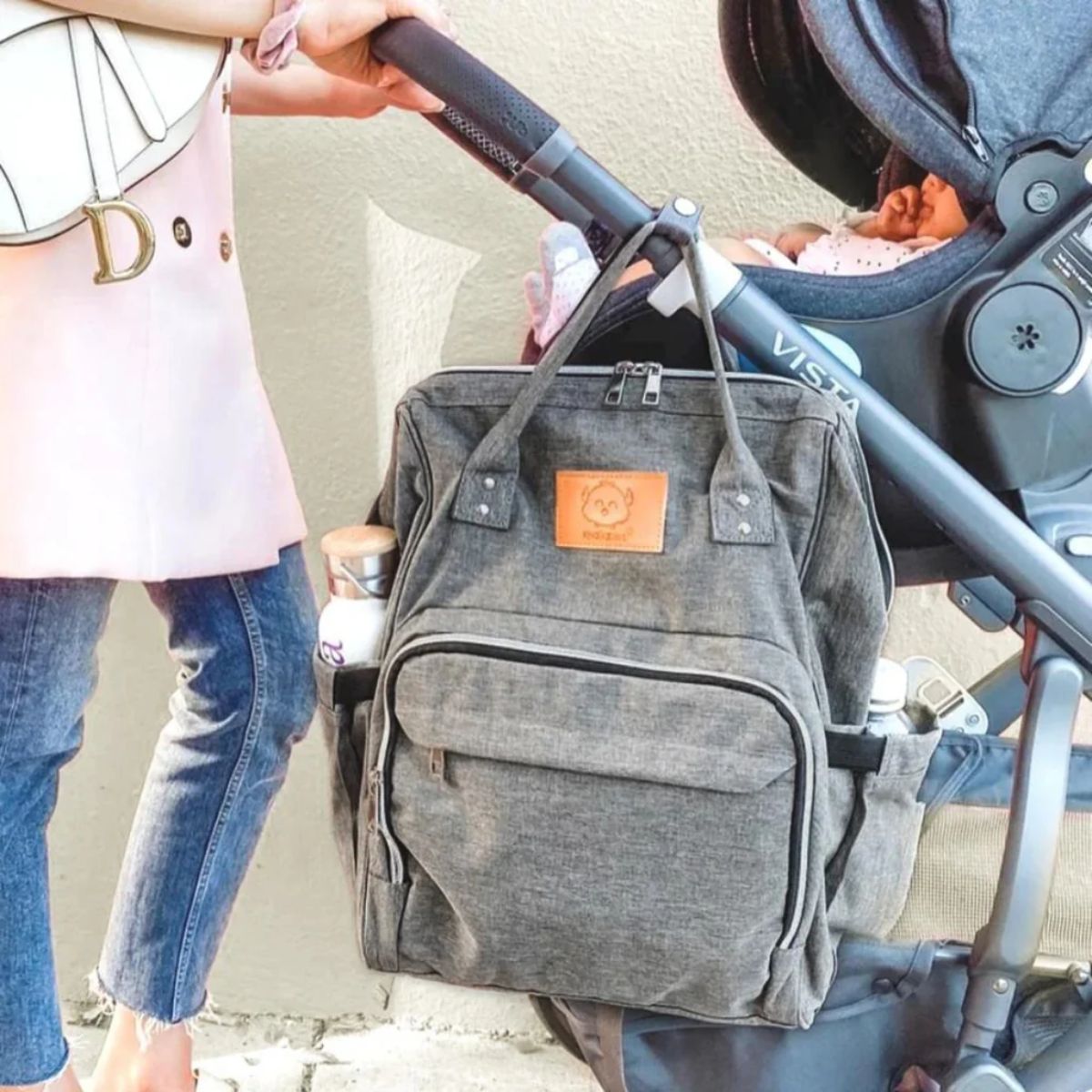 KeaBabies Original Diaper Bag Backpack - Classic Grey on Luna Baby Store Miami