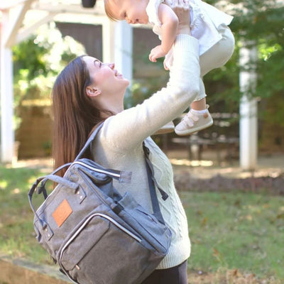 KeaBabies Original Diaper Bag Backpack - Classic Grey