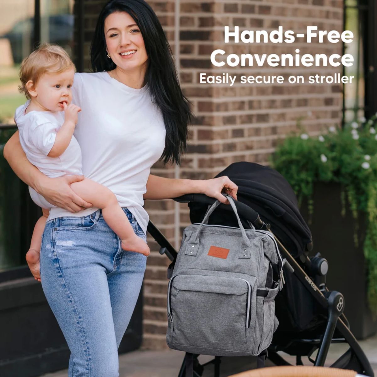 KeaBabies Original Diaper Bag Backpack - Classic Grey