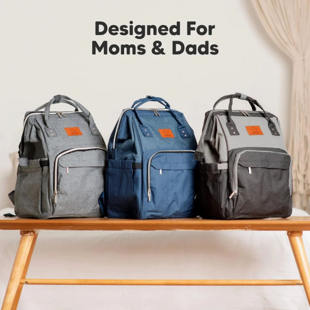 KeaBabies Original Diaper Bag Backpack - Classic Grey