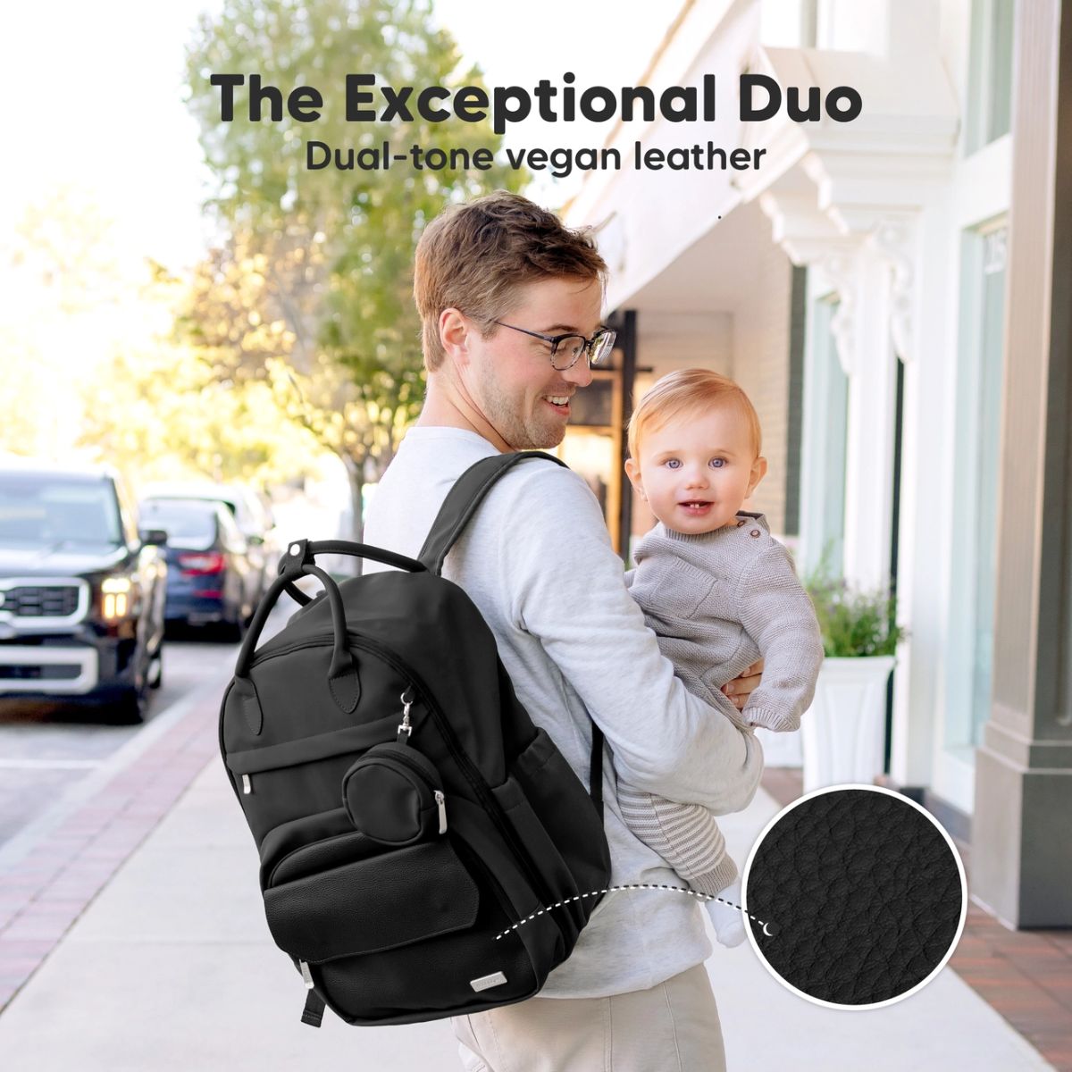 KeaBabies Play Diaper Backpack with Changing Pad - Trendy Black on Luna Baby Store Miami
