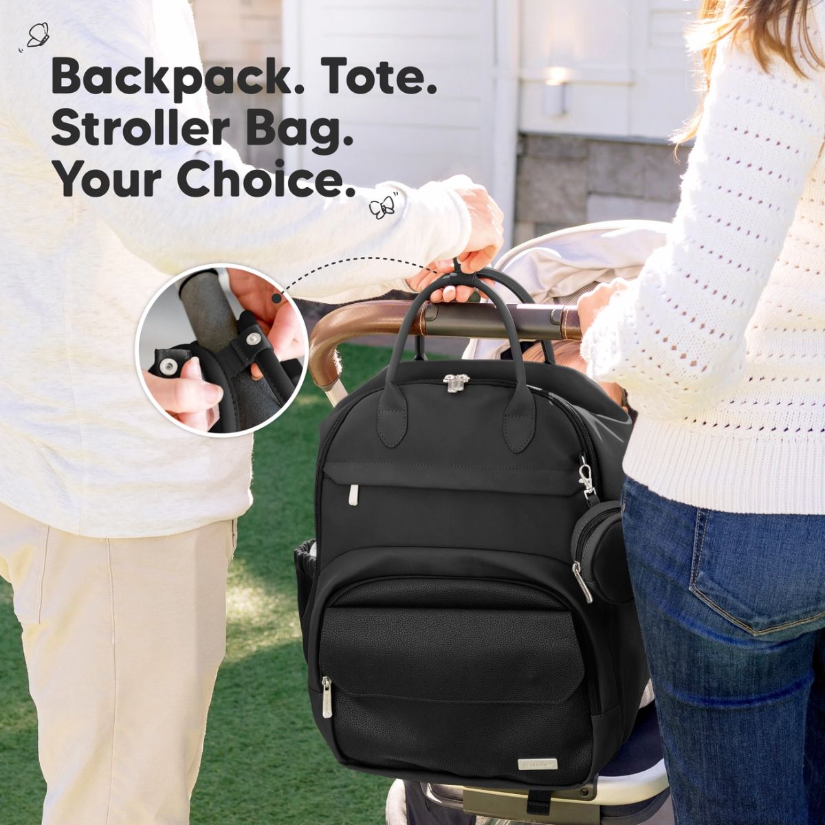 KeaBabies Play Diaper Backpack with Changing Pad - Trendy Black on Luna Baby Store Miami