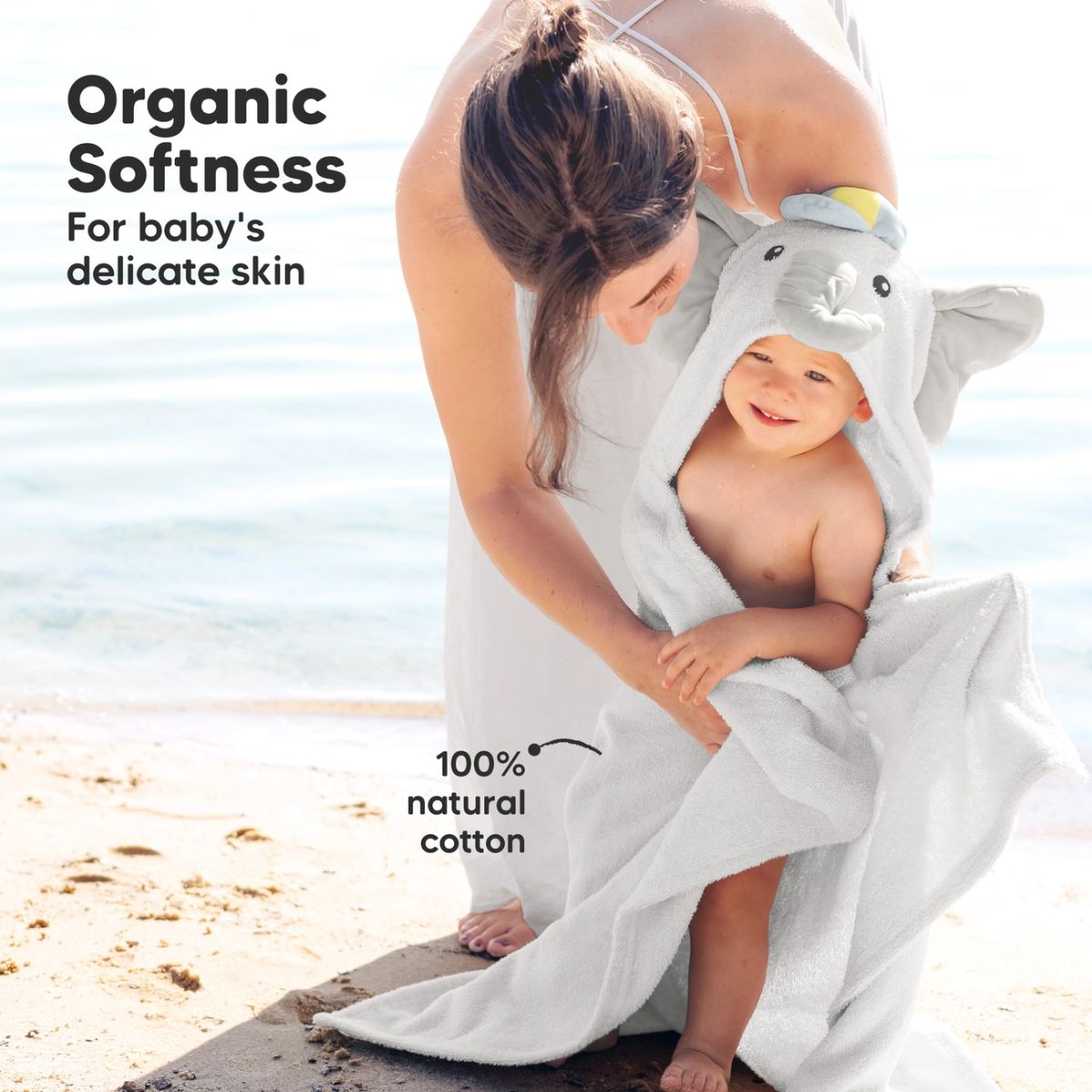 KeaBabies PlayPals Baby Hooded Towel - Ethan