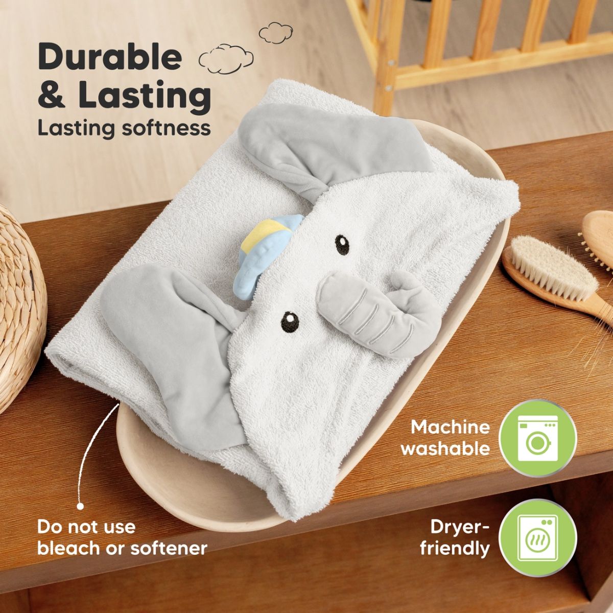 KeaBabies PlayPals Baby Hooded Towel - Ethan