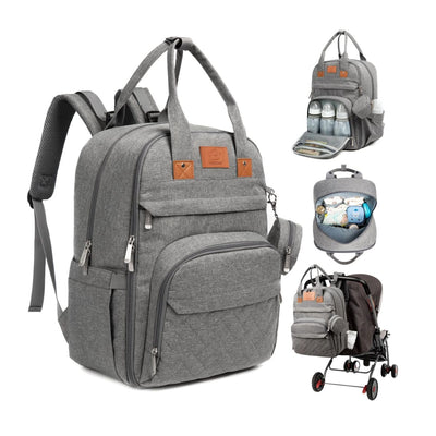KeaBabies Rove Diaper Backpack - Classic Grey